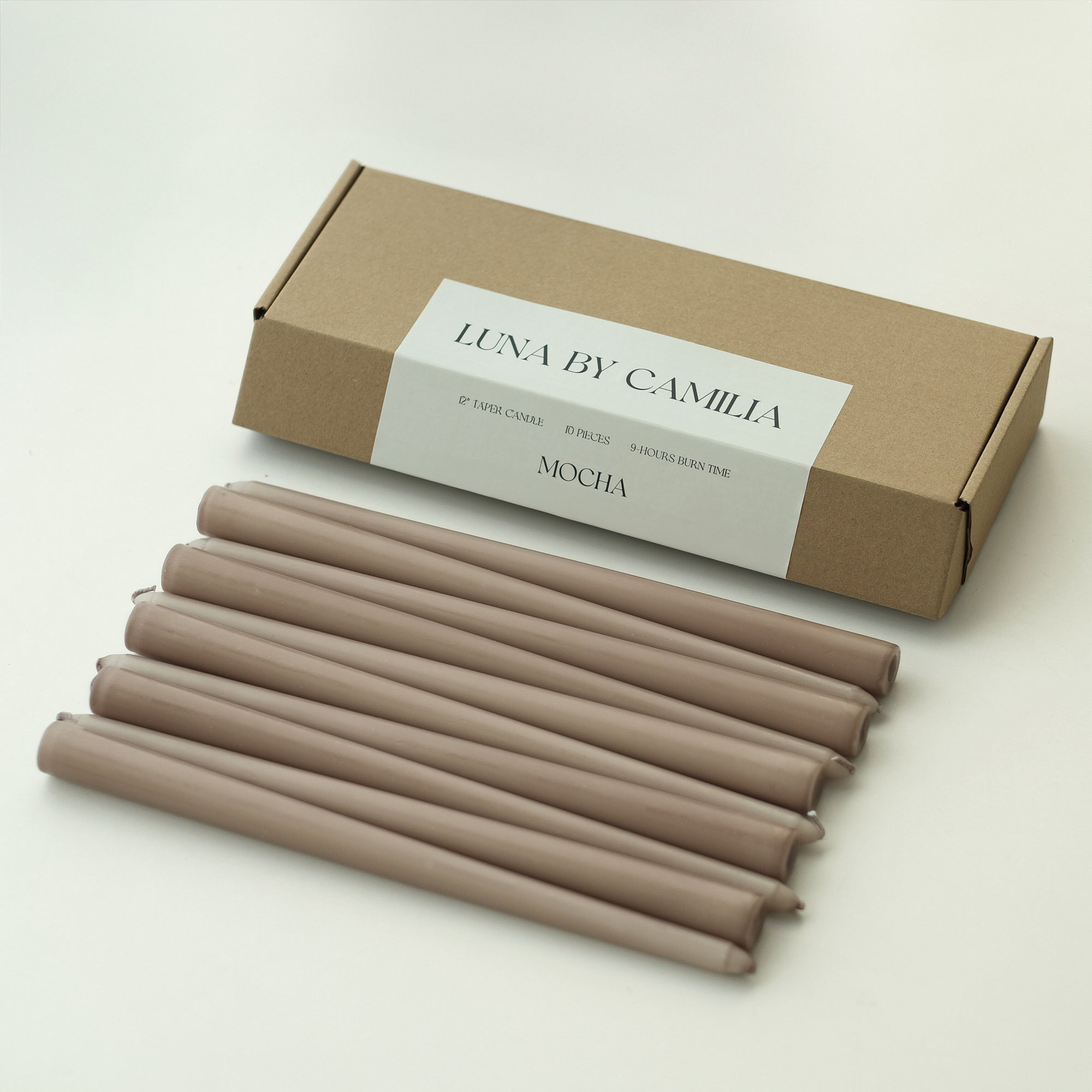 Luna by Camilia 12 inch Taper Candles 10 Pieces/Pack