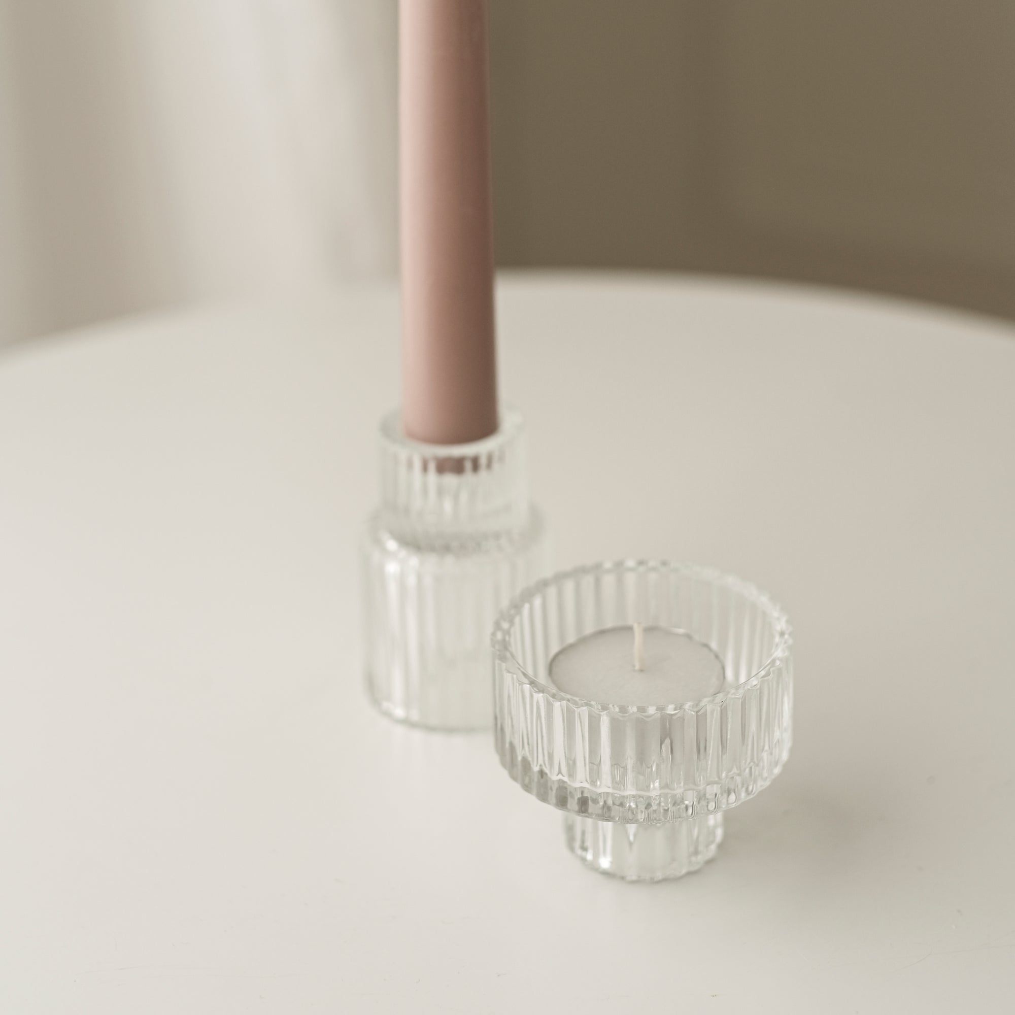 Ridged Glass Candle Holder (Pack of 10)