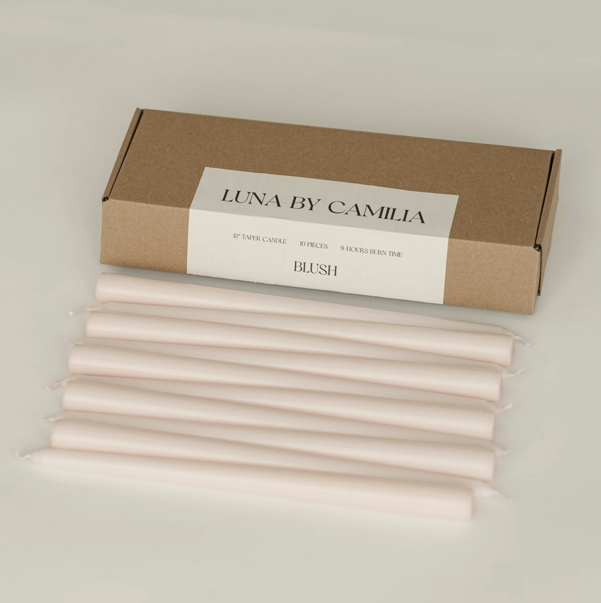 Luna by Camilia 12 inch Taper Candles 10 Pieces/Pack