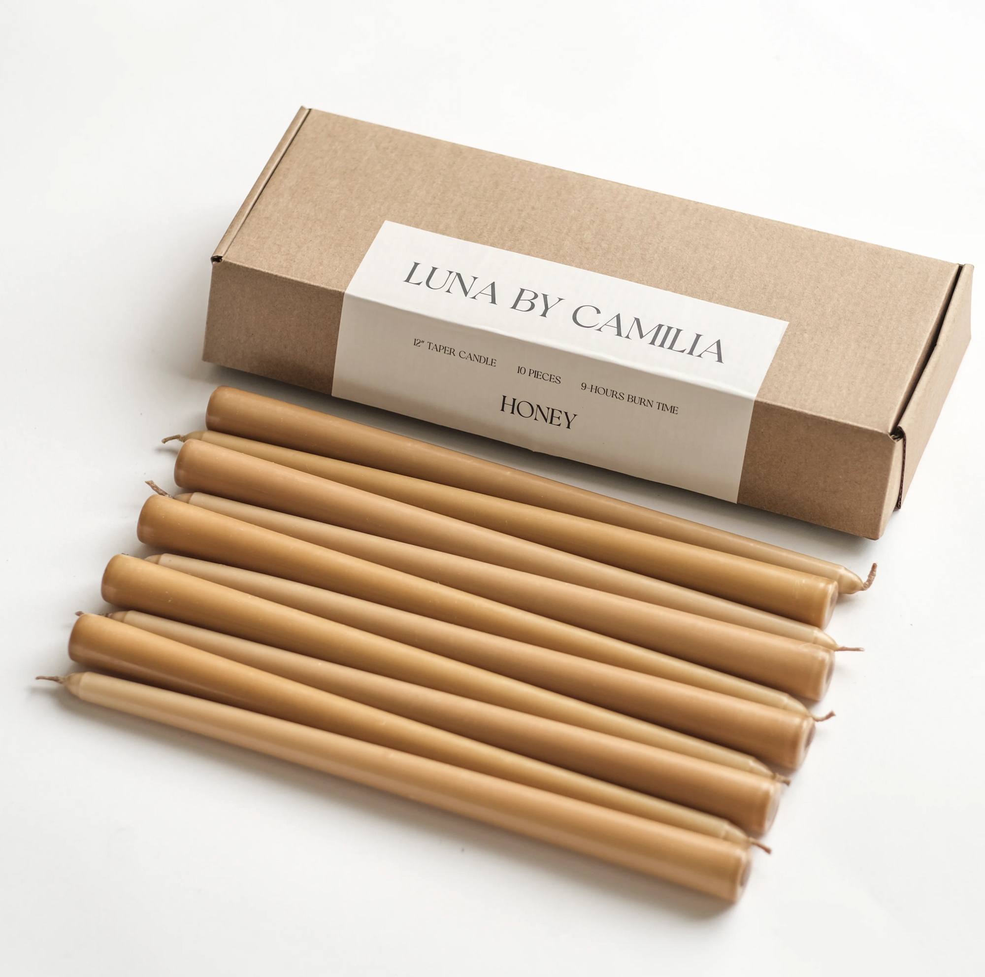 Luna by Camilia 12 inch Taper Candles 10 Pieces/Pack