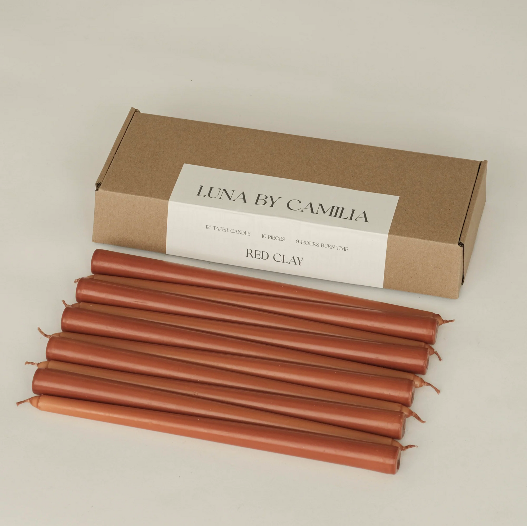 Luna by Camilia 12 inch Taper Candles 10 Pieces/Pack