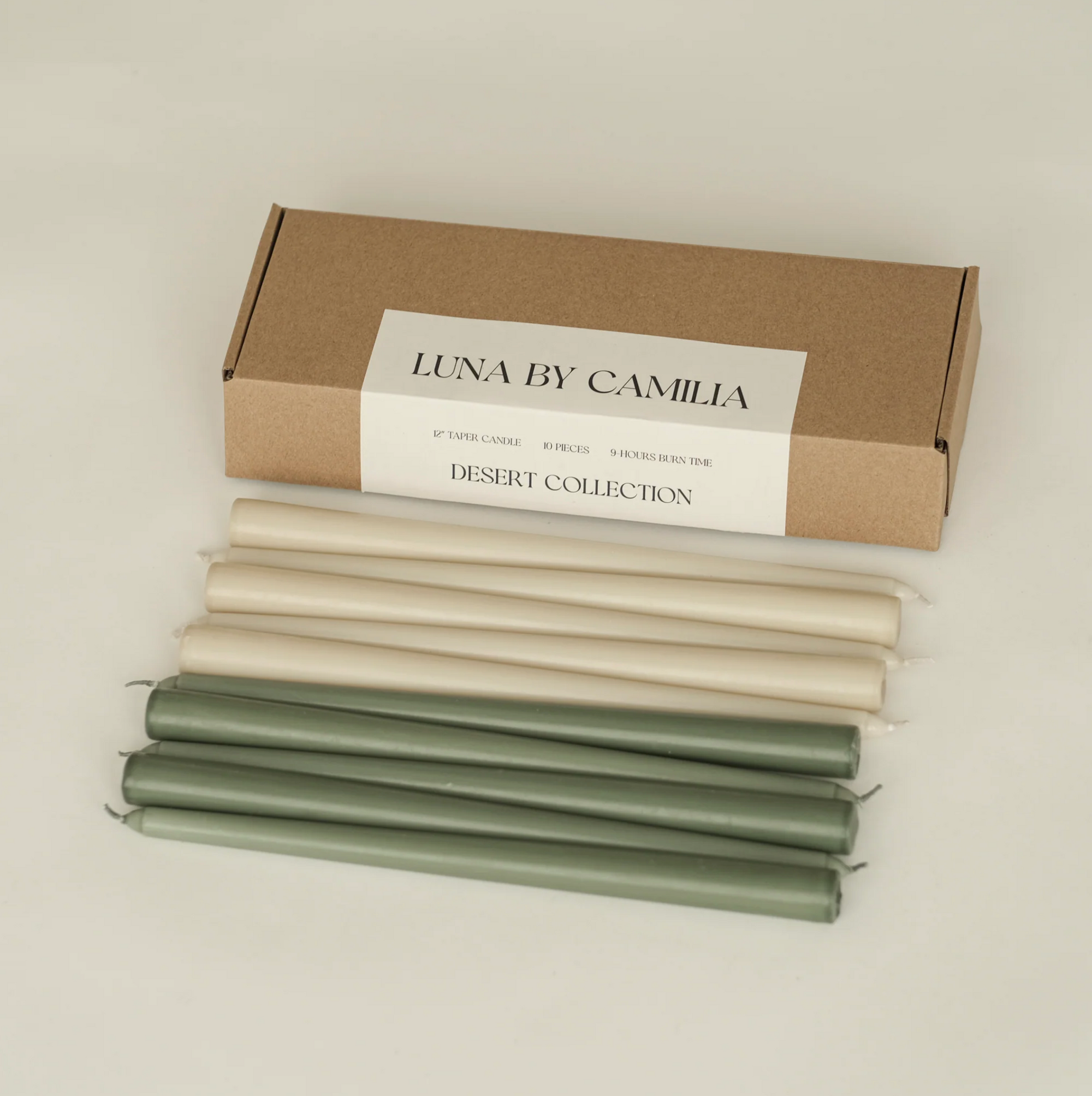 Luna by Camilia 12 inch Taper Candles 10 Pieces/Pack