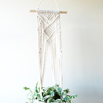 Macrame Plant Hanger with Stick and Beads (Pack of 2)